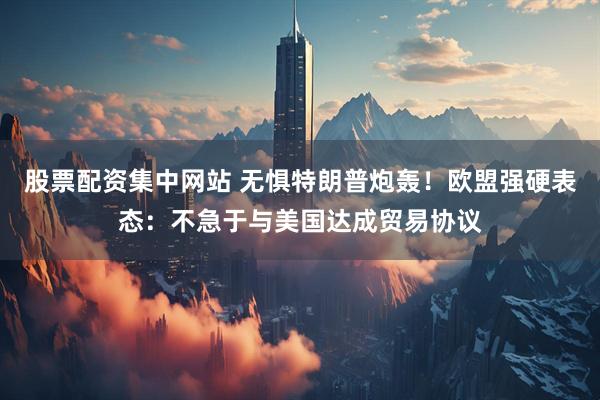股票配资集中网站 无惧特朗普炮轰！欧盟强硬表态：不急于与美国达成贸易协议